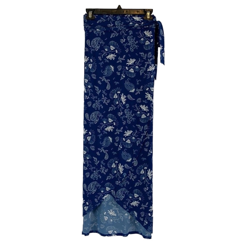 Kaileigh Melissa Multi Wrap Skirt. Navy with white. Size 2X